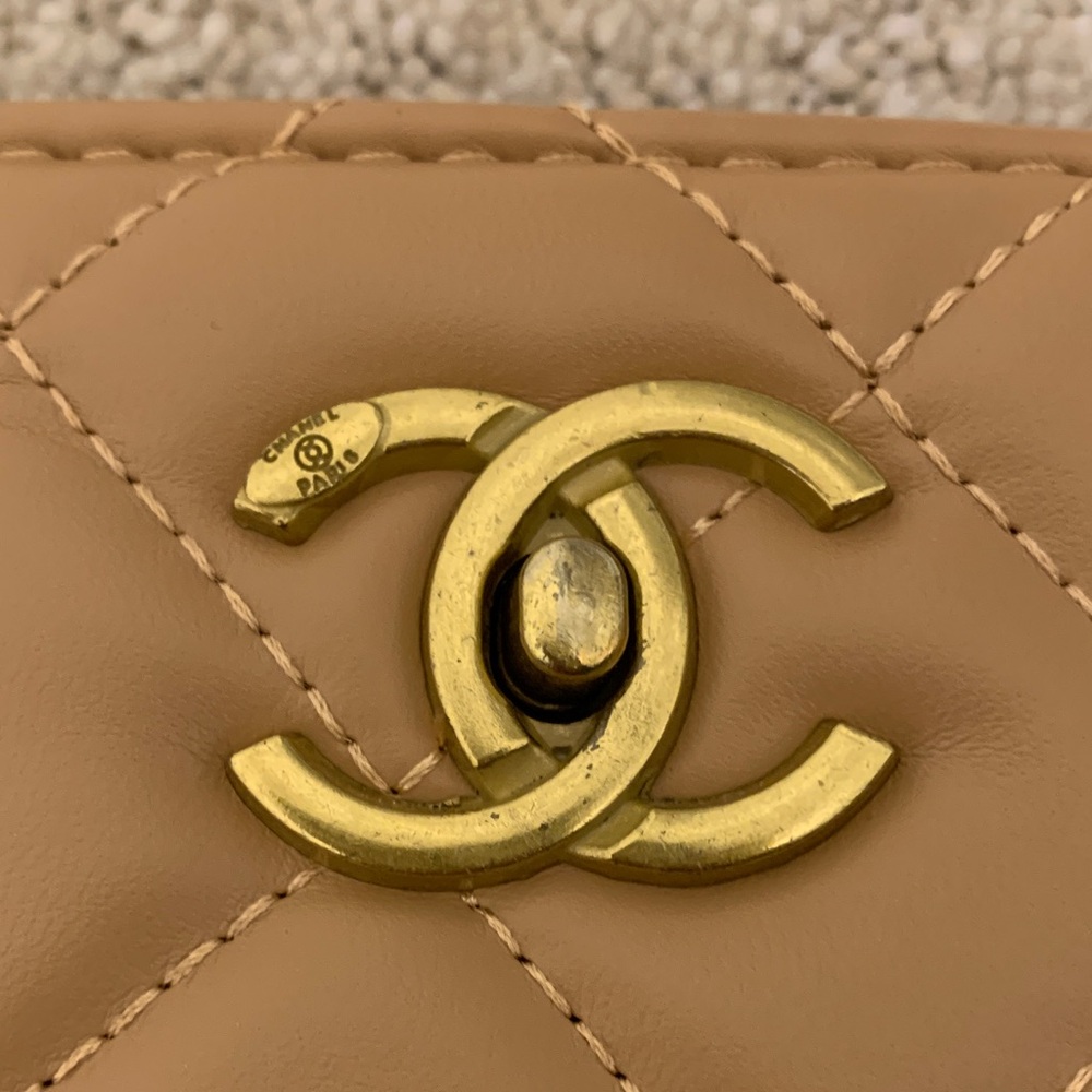 Elegant Quilted Shoulder Bag in Tan - Picture 3 of 6
